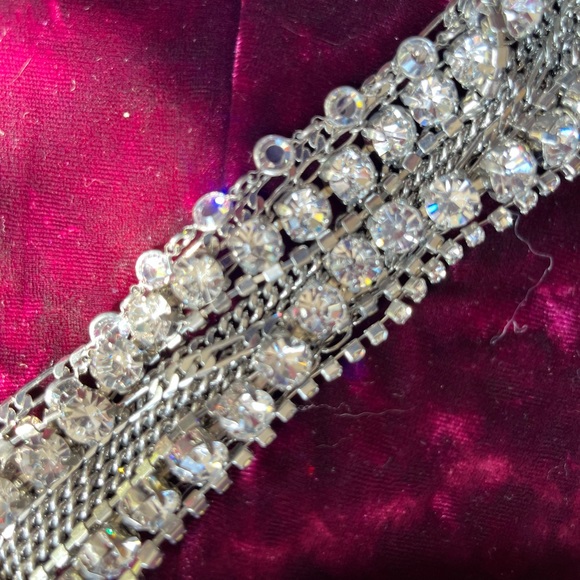 bracelet NWT ABS Allen Schwartz bling sparkle rhinestones multi chains - Picture 5 of 16